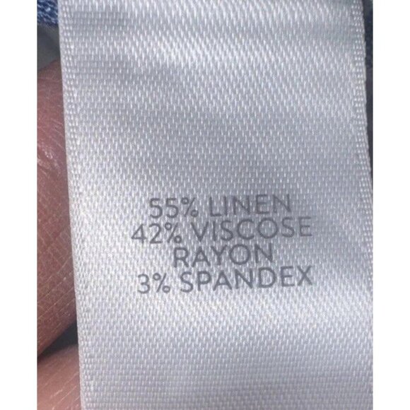 J. Jill Linen Stretch Blue White Checked Pull On Cropped Pants Stretch Med Tall - Picture 6 of 11